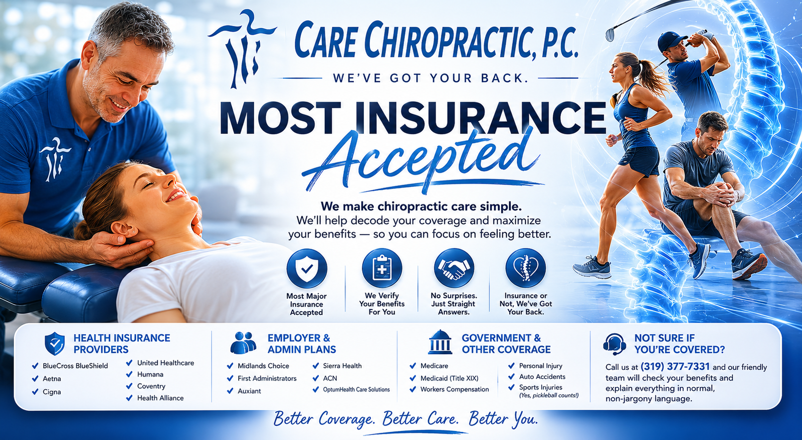 Most Insurance Accepted at Care Chiropractic in Marion IA