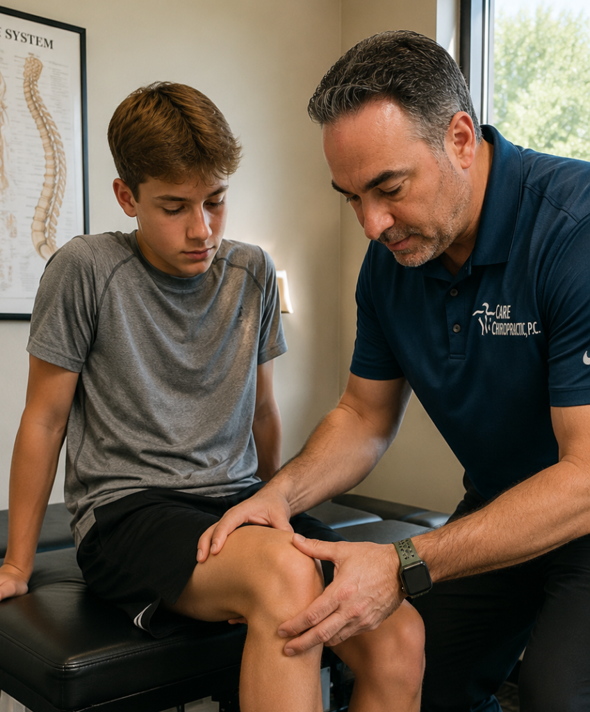 Knee Injury being treated at Care Chiropractic in Marion IA. We treat lots of Sport injuries!